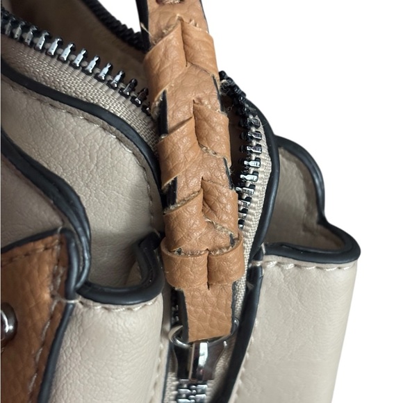 Rosetti Tan and White Rectangle Crossbody Satchel Bag - Picture 7 of 14